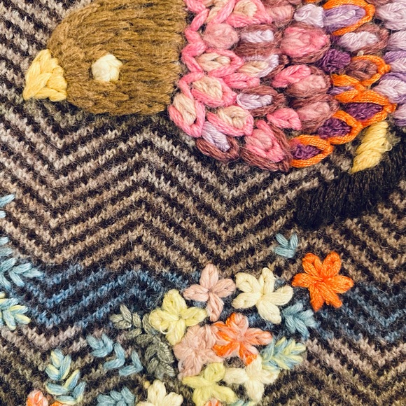 Moth Anthropologie Hand Embroidered Merino Wool Long Sleeve Jacket - Picture 9 of 12